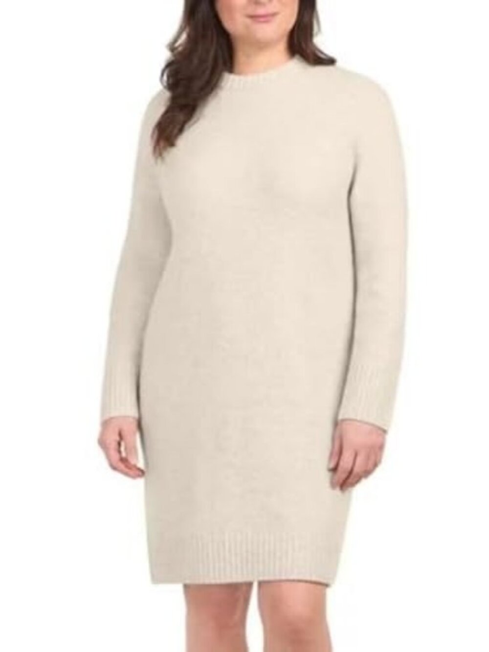 Dalia Beige Knit Sweater Dress, Size Large, Color Beige